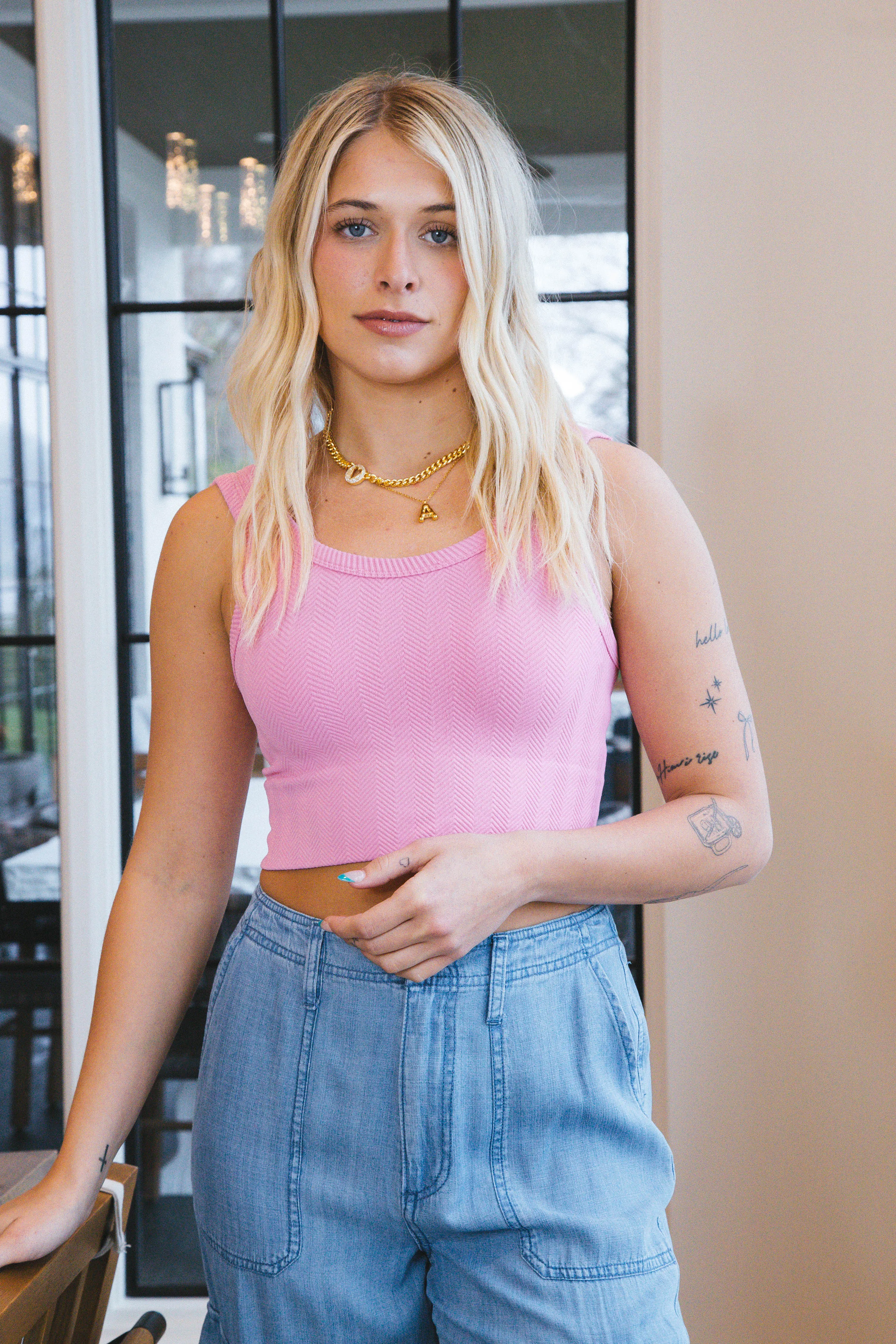 Esther Sleeveless Crop Top, Pink