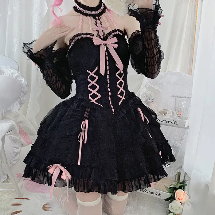 [Full Payment Reservation]Soft Gothic Cross Barbie Doll Halter Lolita Dress SP17397