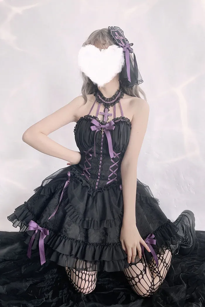 [Full Payment Reservation]Soft Gothic Cross Barbie Doll Halter Lolita Dress SP17397