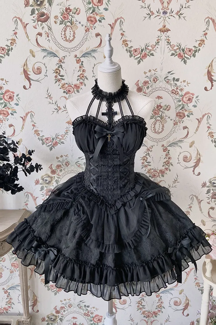 [Full Payment Reservation]Soft Gothic Cross Barbie Doll Halter Lolita Dress SP17397