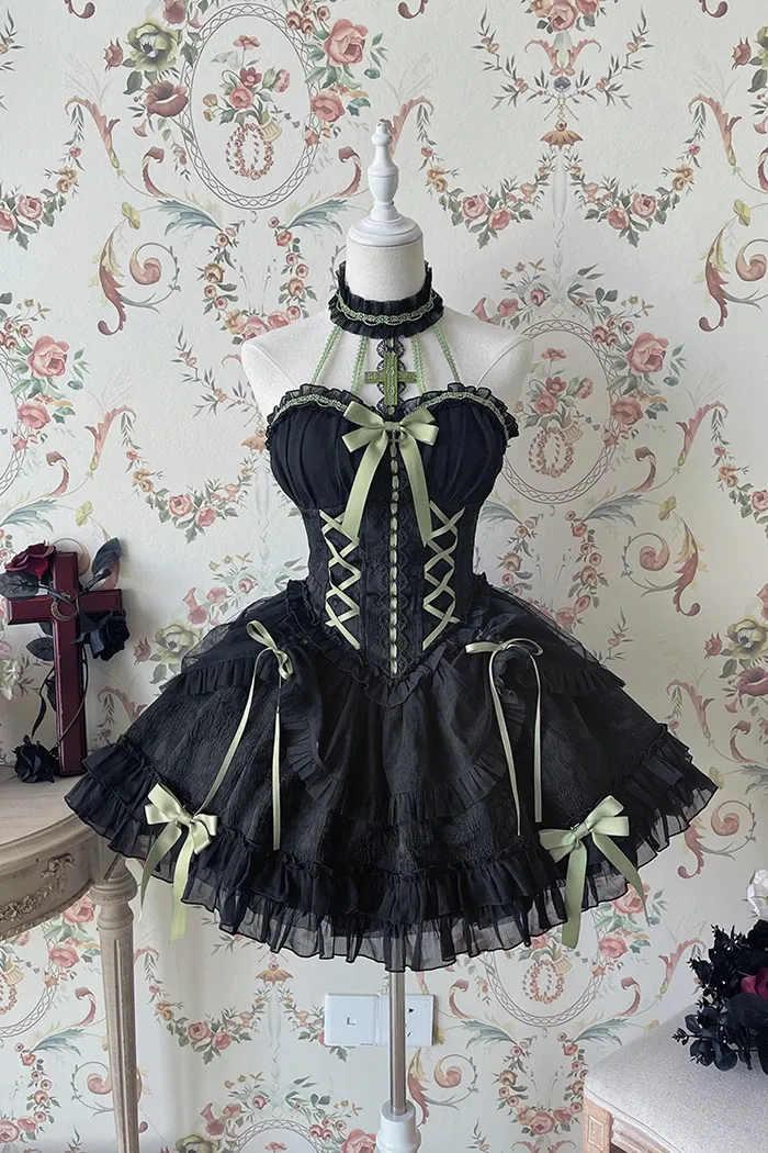 [Full Payment Reservation]Soft Gothic Cross Barbie Doll Halter Lolita Dress SP17397