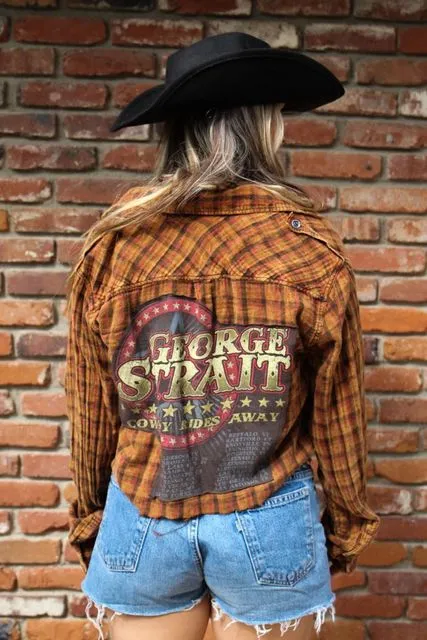 George Strait Acid Wash Cropped Flannel