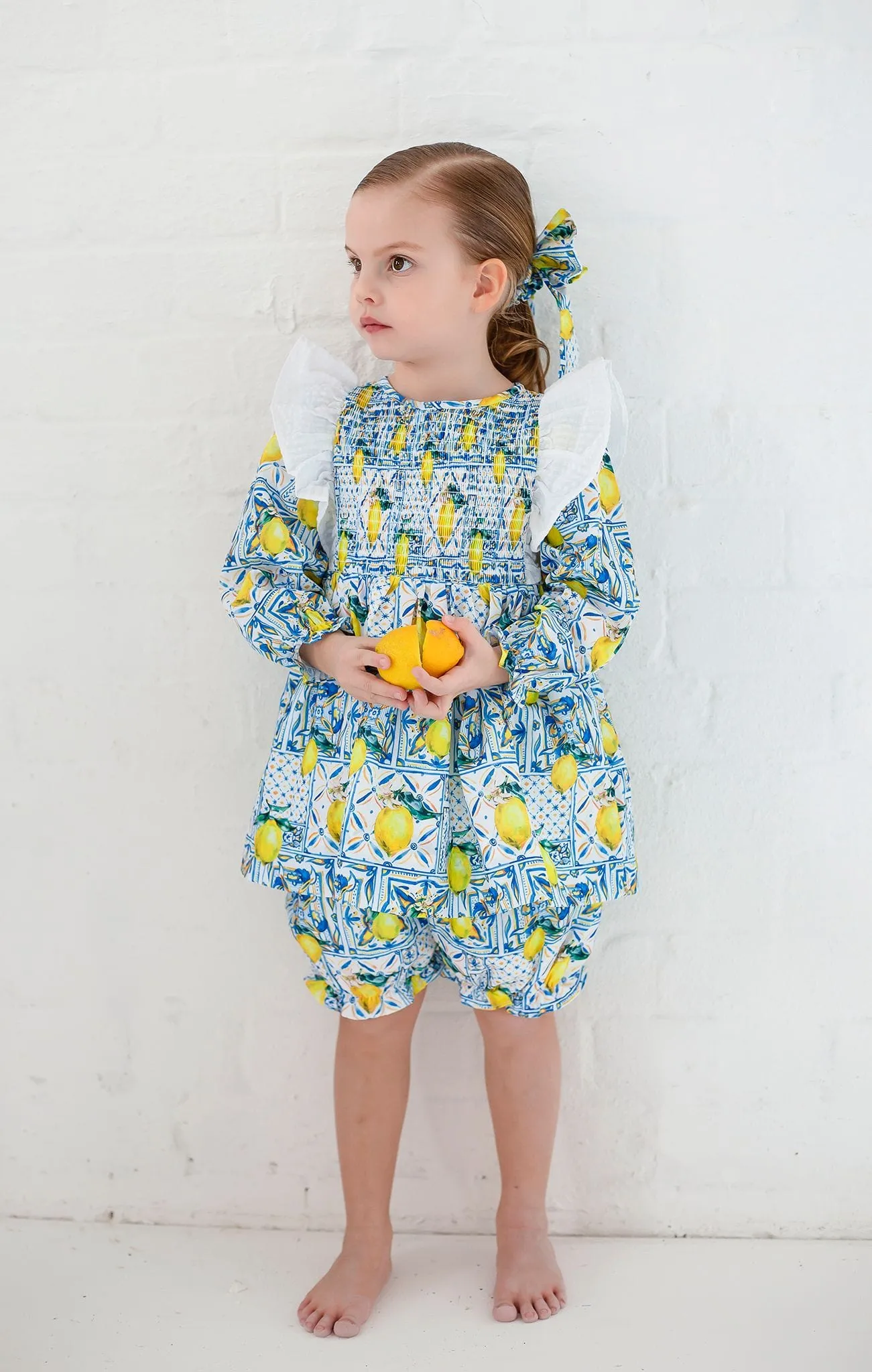 Girls Sicilian Lemon Print Top and Bloomers