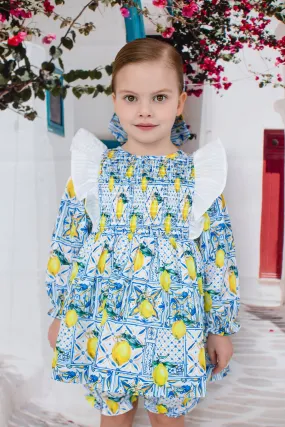 Girls Sicilian Lemon Print Top and Bloomers