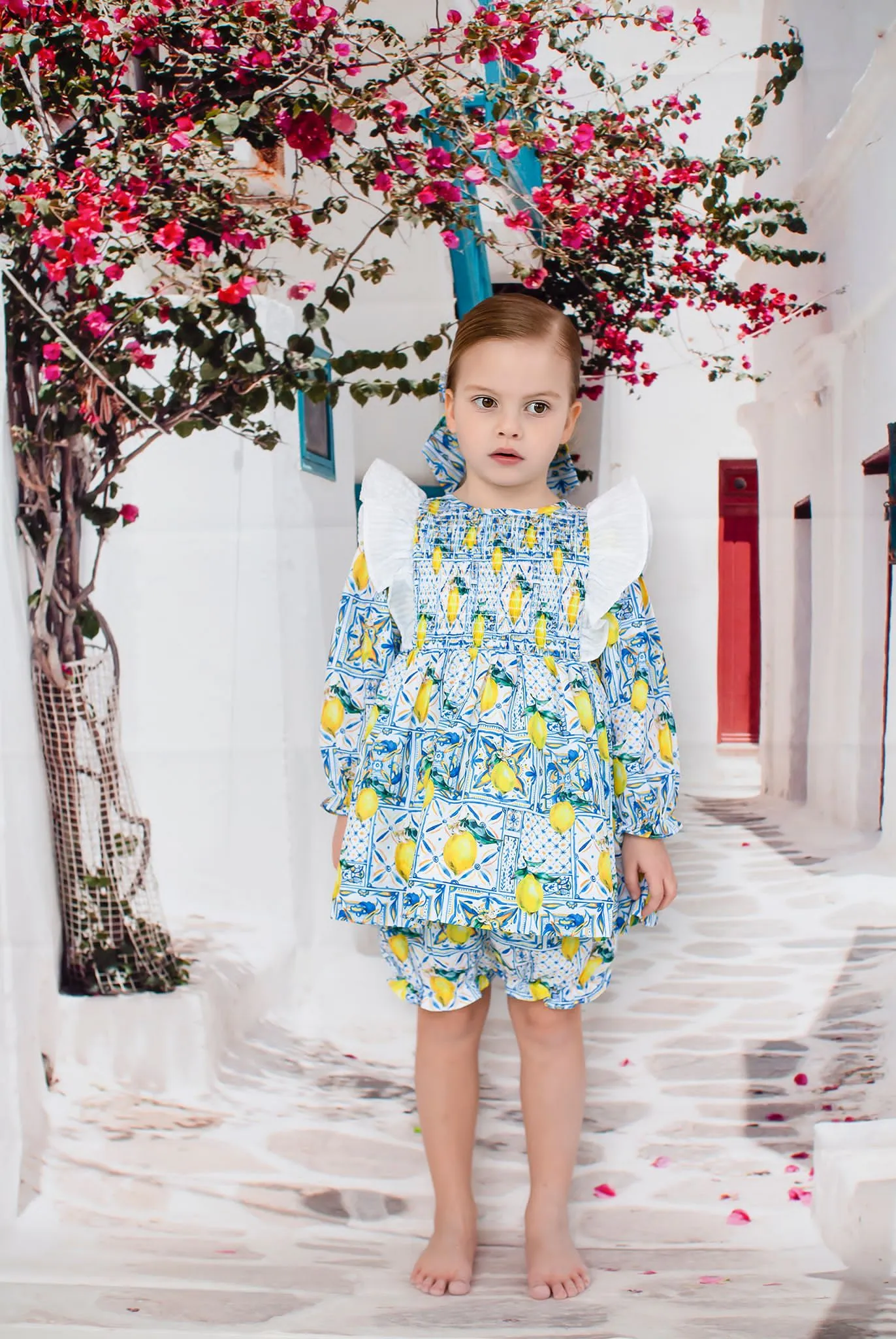 Girls Sicilian Lemon Print Top and Bloomers