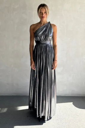 Goddess One Shoulder Silver Gown