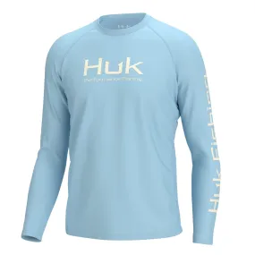 'Huk' Men's Pursuit Performance Vented Crew Neck - Crystal Blue