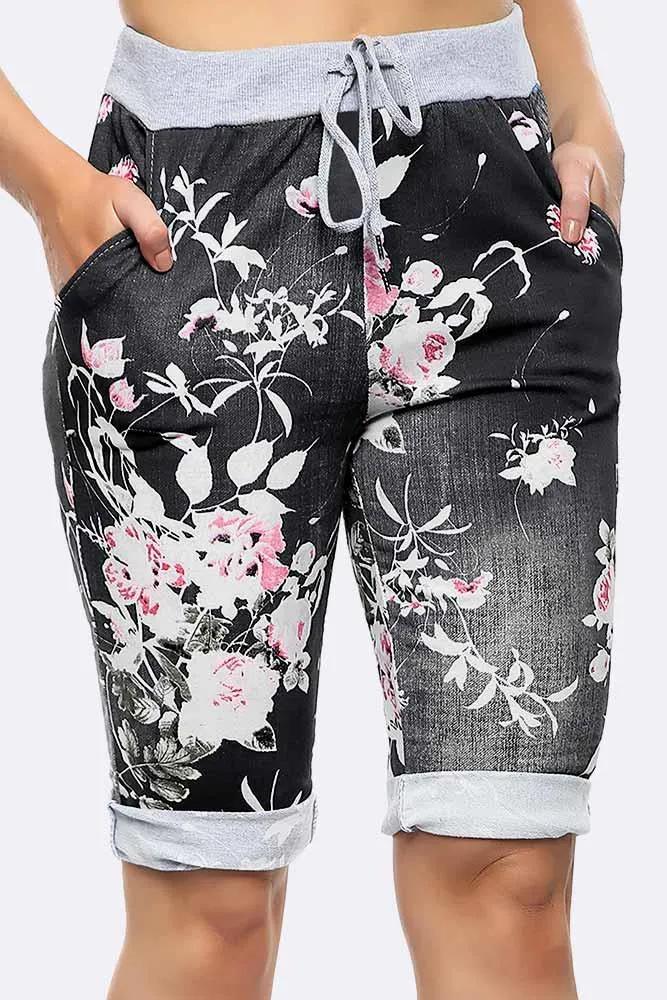 Italian Blossom Print 3/4 Trouser