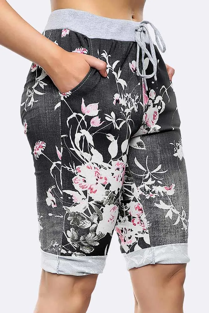 Italian Blossom Print 3/4 Trouser