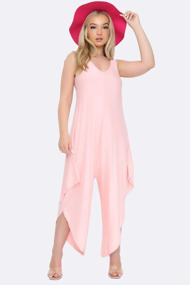 Italian Double V Neck Hareem Jumpsuit