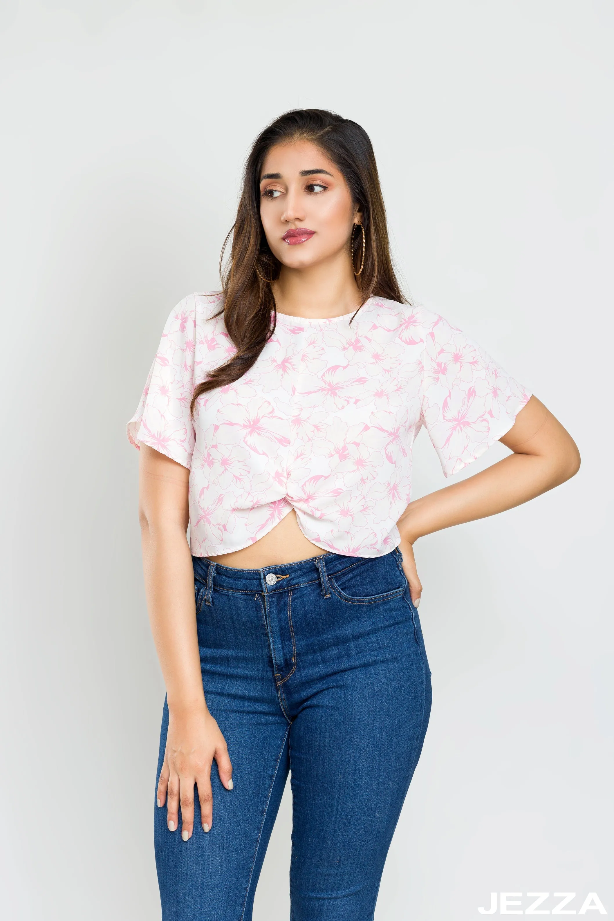 JEZZA Pink Colour Women's Casual Crop Top 42541