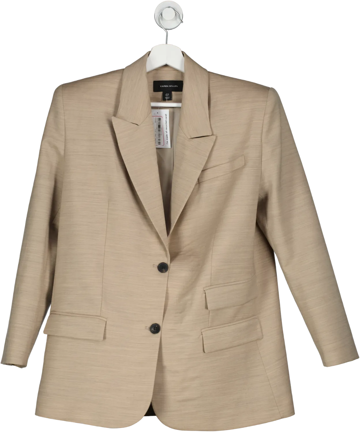 Karen Millen Beige Single Breasted Oversize Blazer UK 10