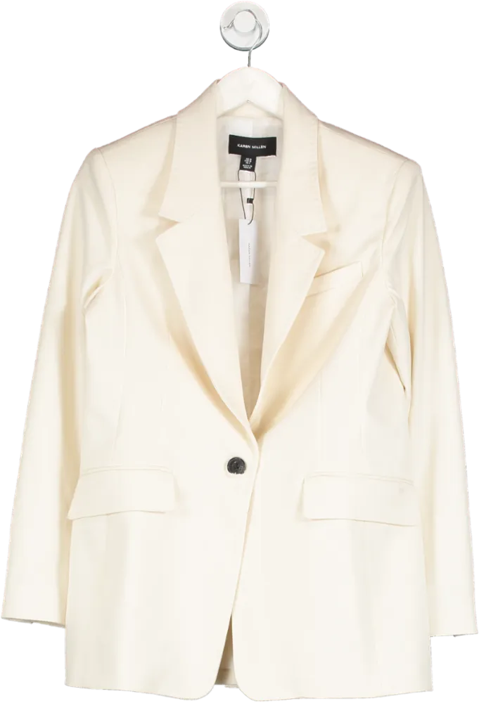 Karen Millen Cream Tailored Single Breasted Pocket Detail Blazer UK 10