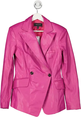 Karen Millen Pink Leather Asymmetric Single Breasted Blazer UK 8