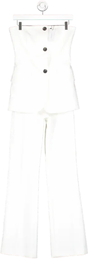 Karen Millen White Petite Compact Stretch Tailored Button Bodice Jumpsuit UK 8