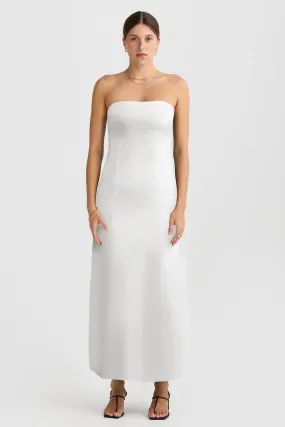 Lola Strapless Midi Dress White