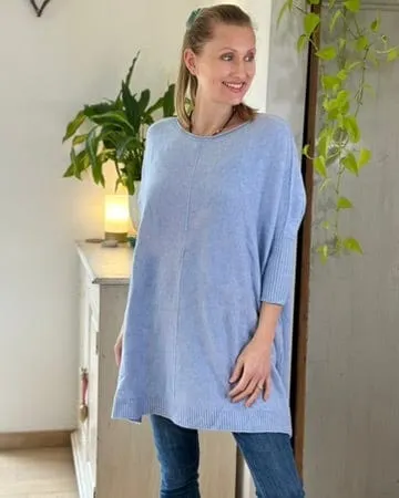 Longline Slouchy Jumper - Baby Blue