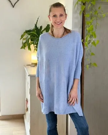 Longline Slouchy Jumper - Baby Blue