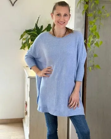 Longline Slouchy Jumper - Baby Blue