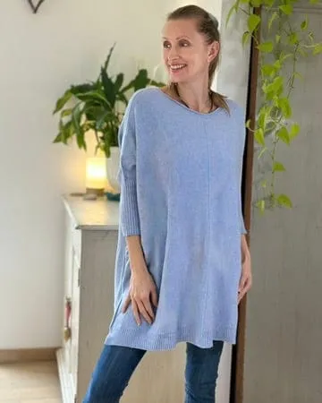 Longline Slouchy Jumper - Baby Blue