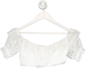 Majorelle White Lace Off The Shoulder Crop Top UK XS