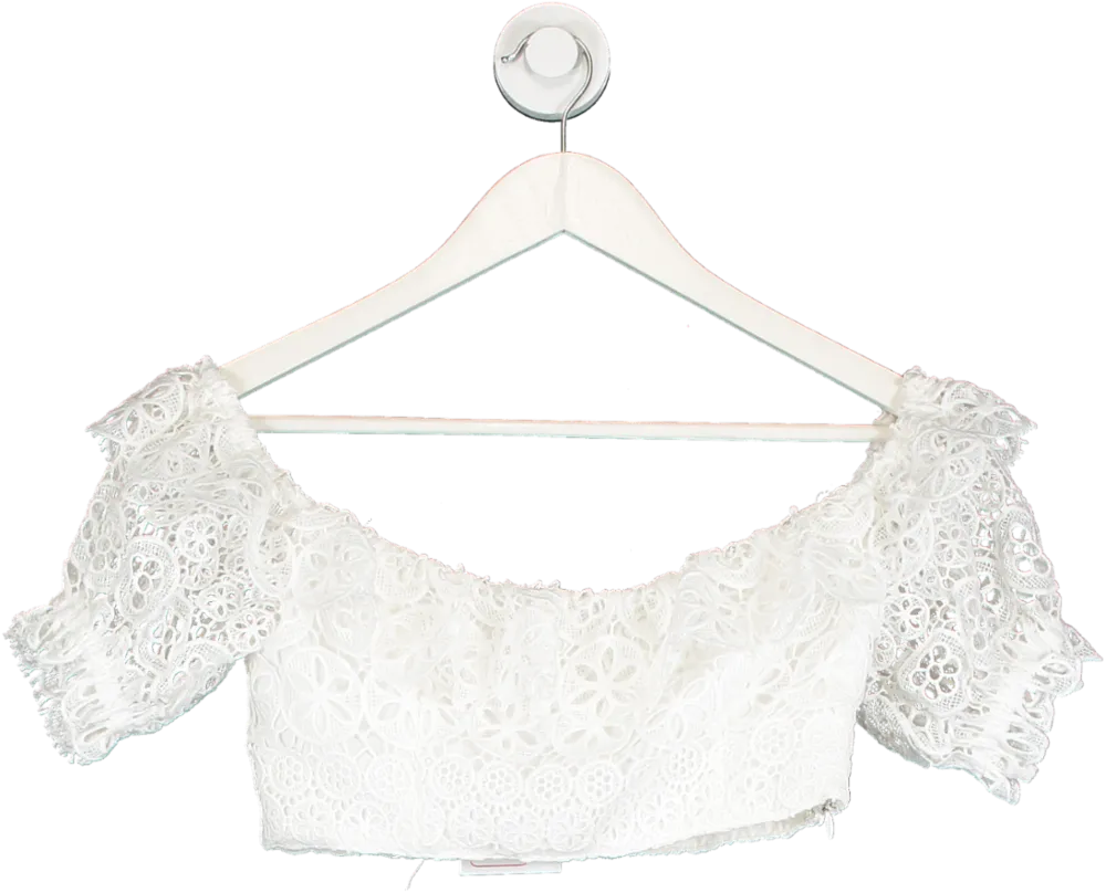 Majorelle White Lace Off The Shoulder Crop Top UK XS