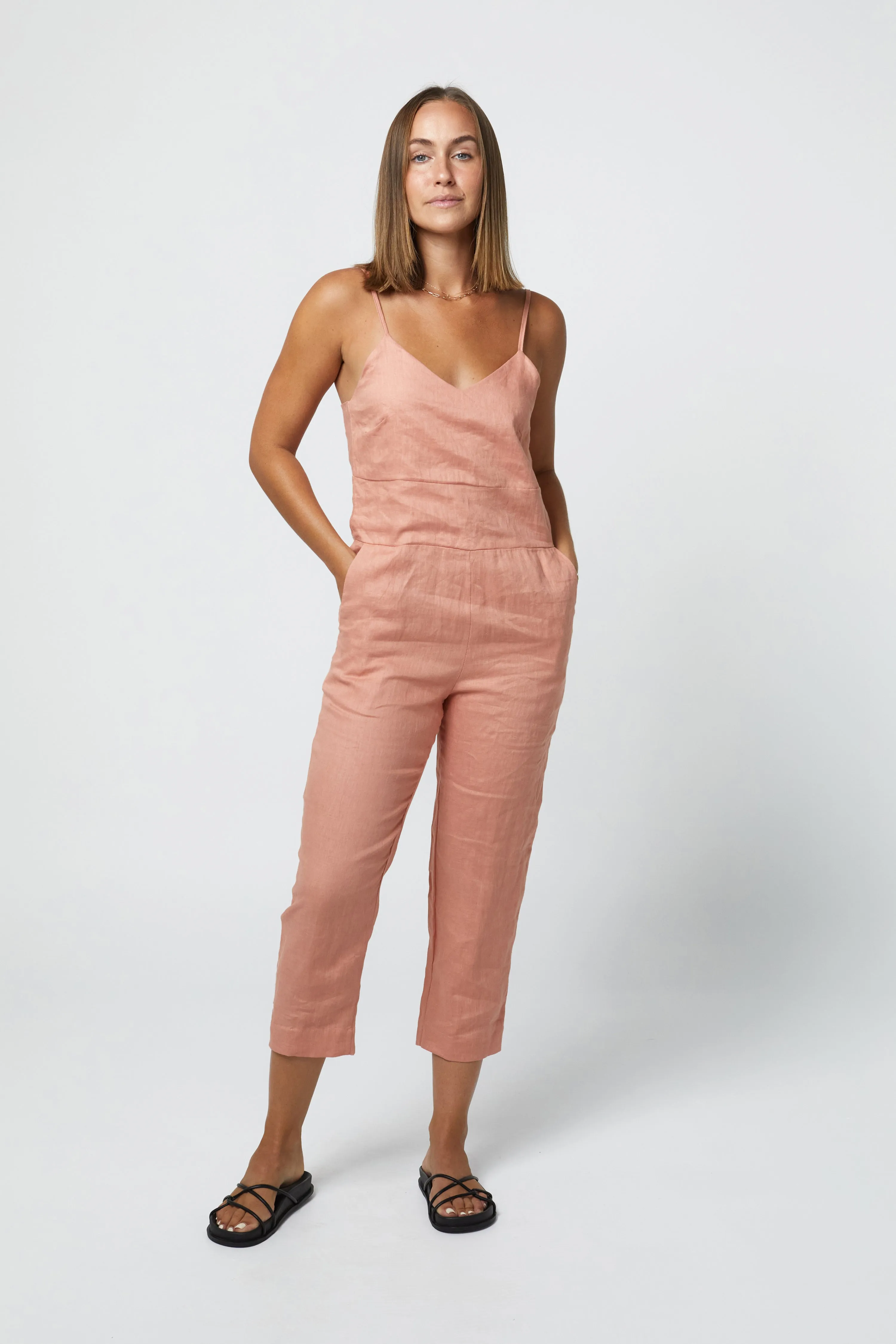 MARLEY LINEN JUMPSUIT - CLAY