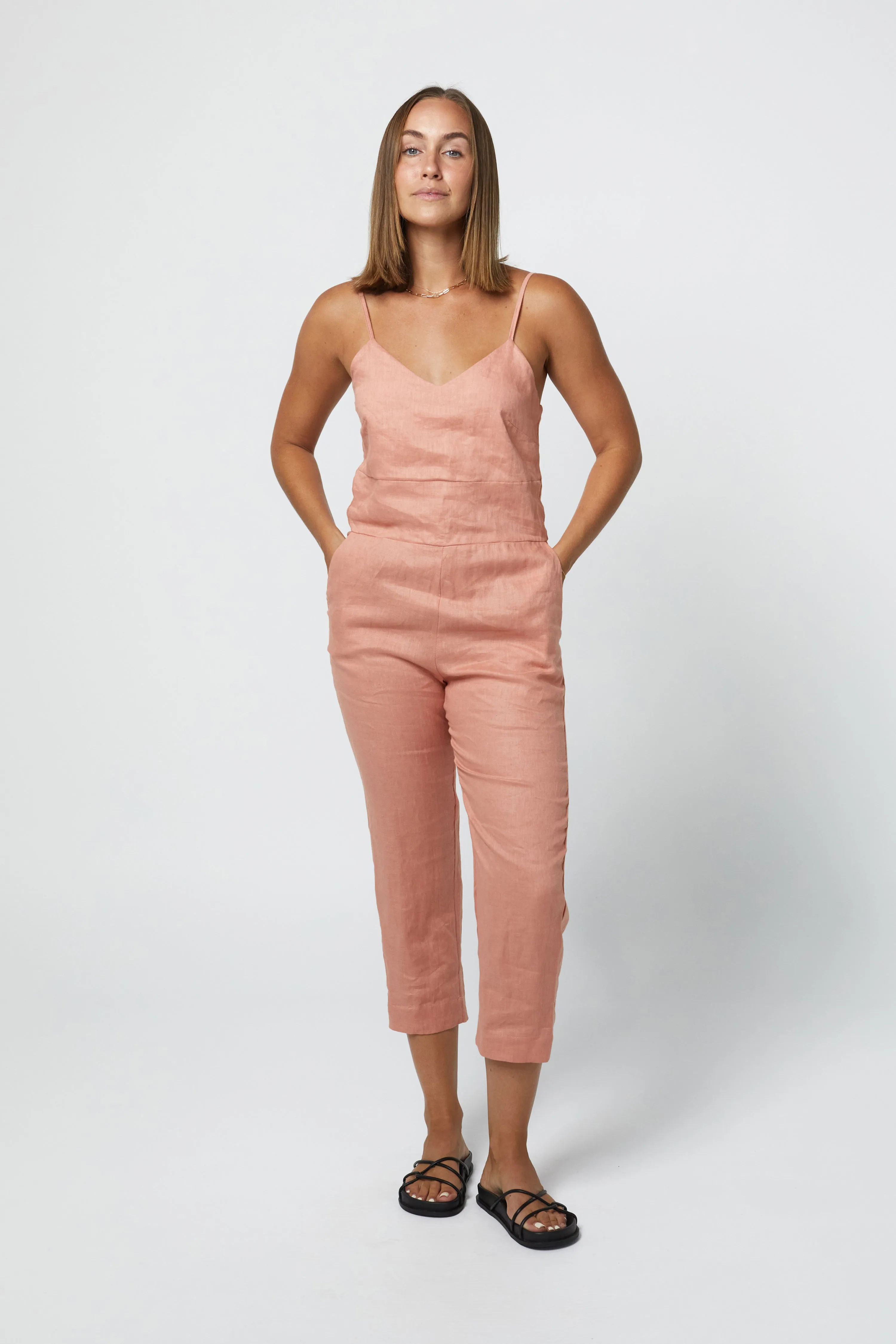 MARLEY LINEN JUMPSUIT - CLAY