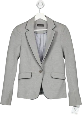 Massimo Dutti Grey Piped Edge Blazer UK S