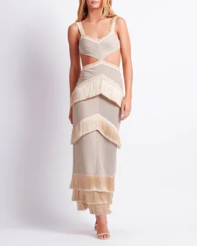 Metallic Knit Maxi Dress With F