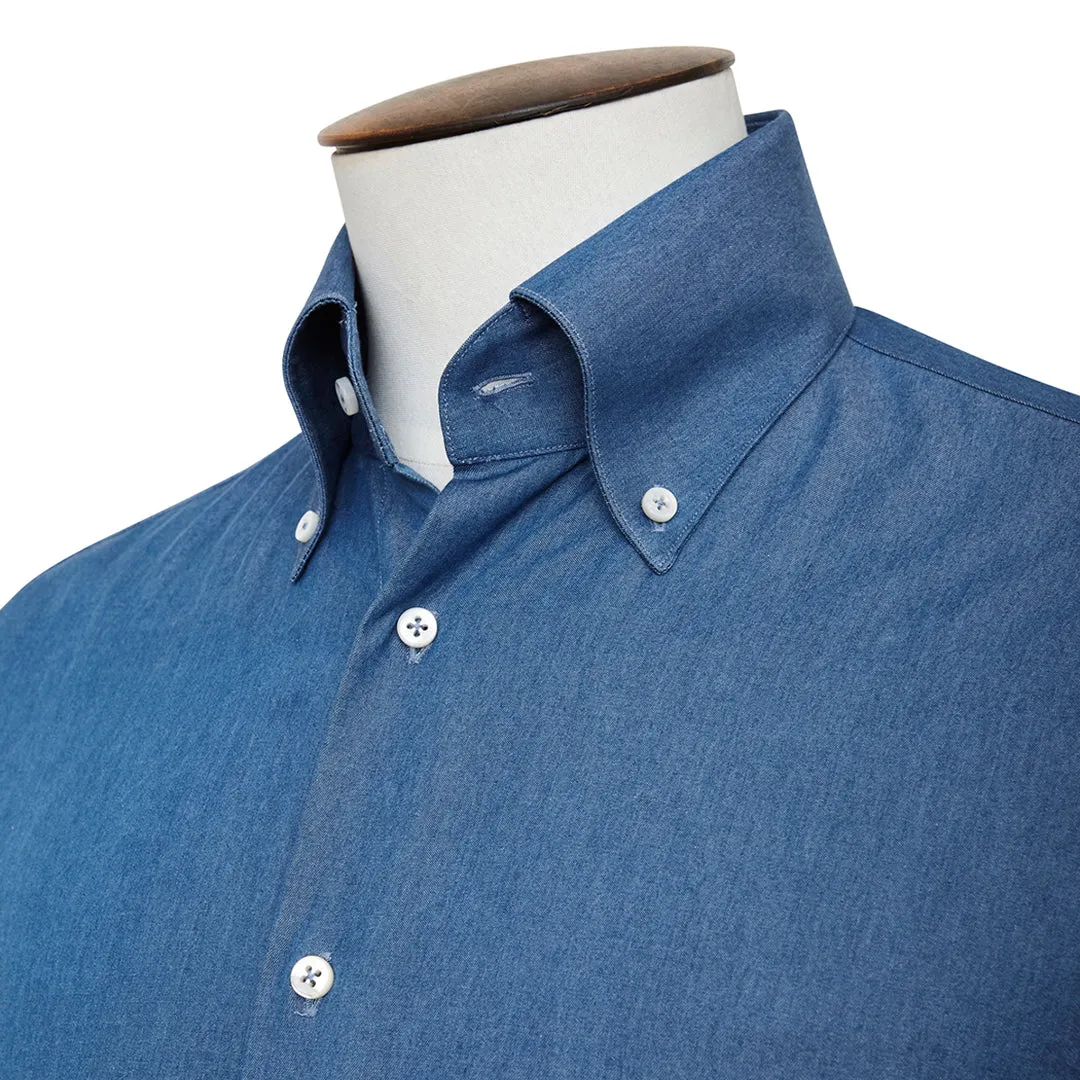 Mid Blue Denim Button-Down Shirt