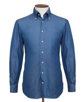 Mid Blue Denim Button-Down Shirt