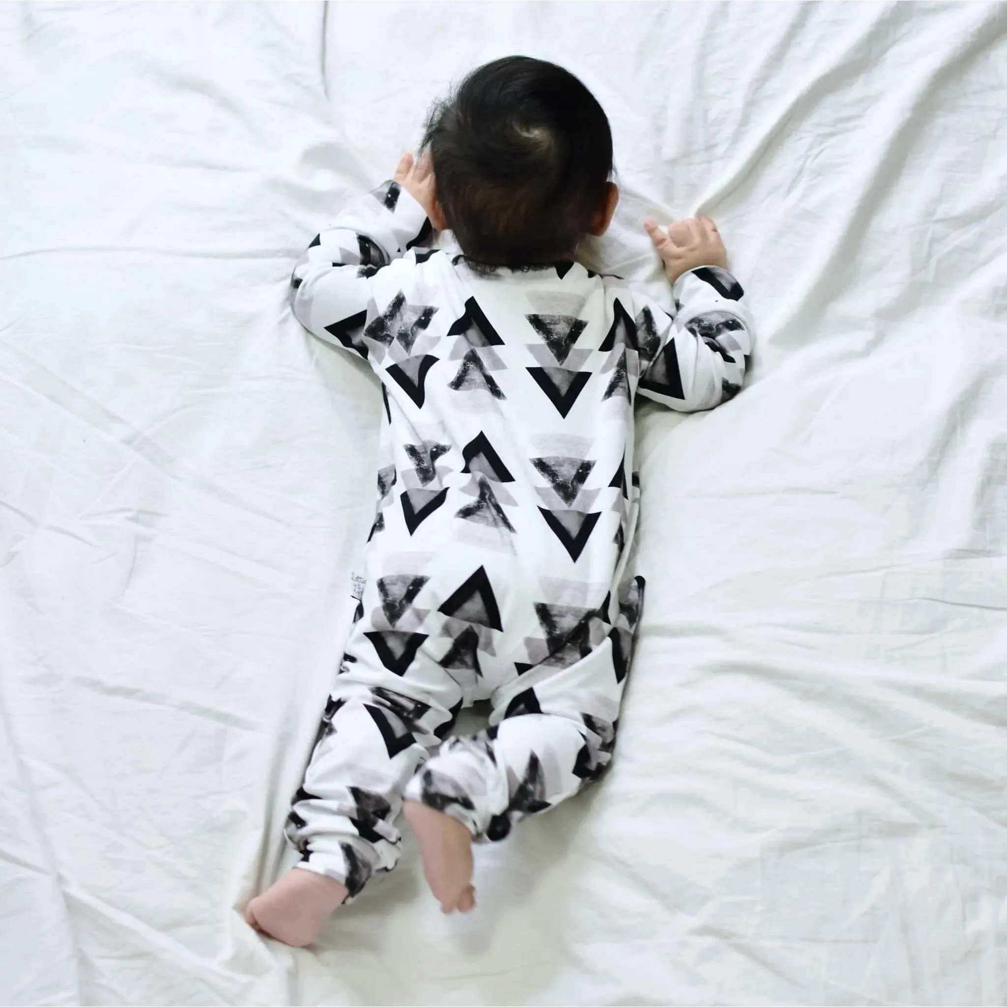 Monochrome Toddler & Baby Romper | Marble Tri Long Leg Popper Romper