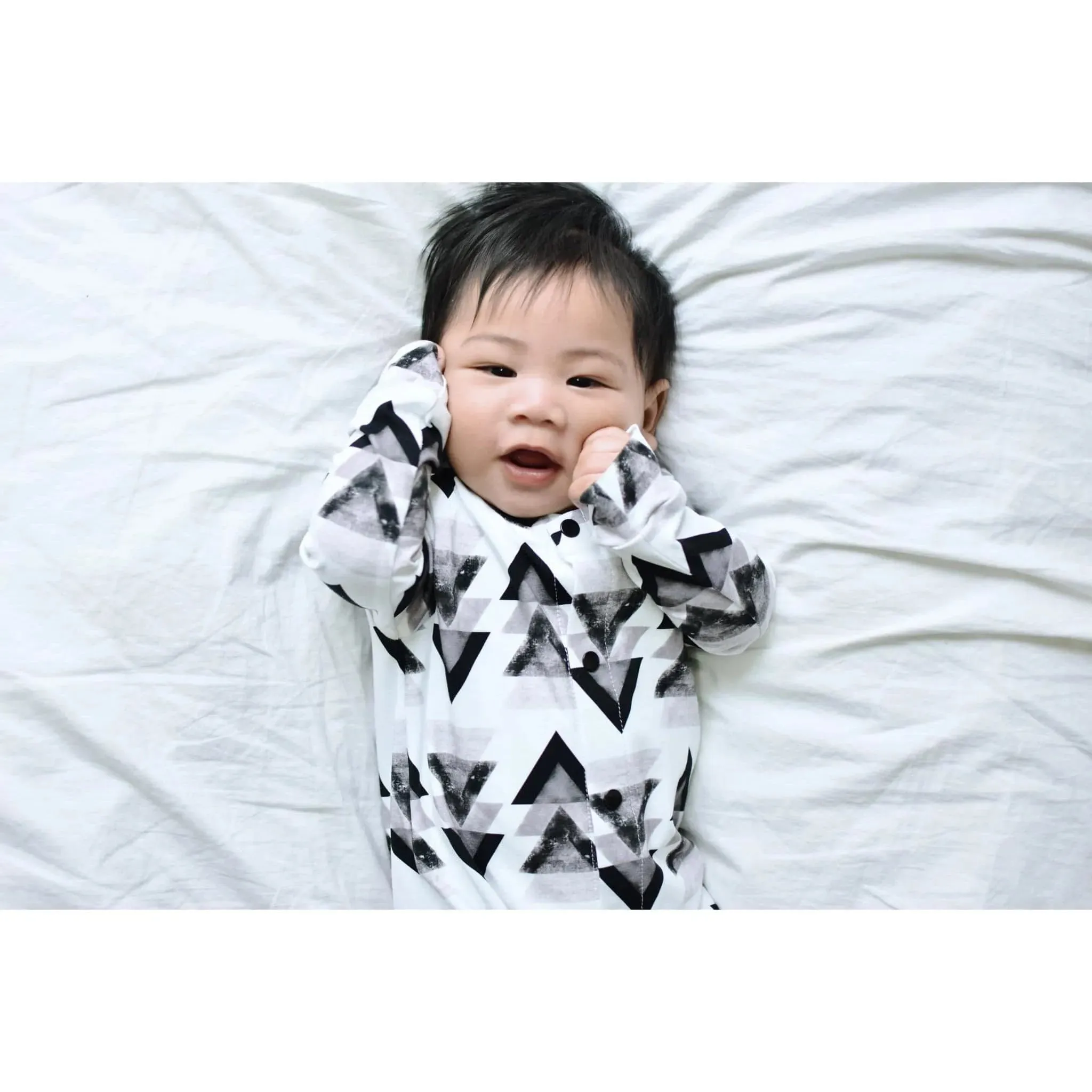 Monochrome Toddler & Baby Romper | Marble Tri Long Leg Popper Romper