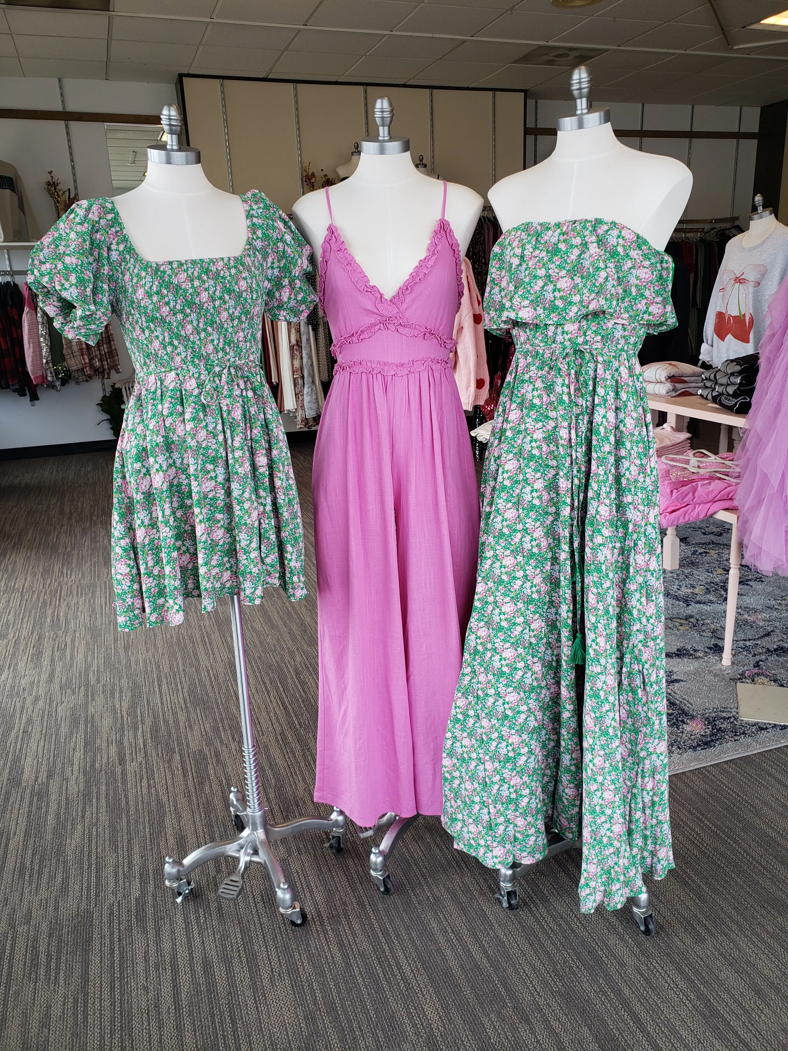 Nelle Green Floral Strapless Maxi Dress