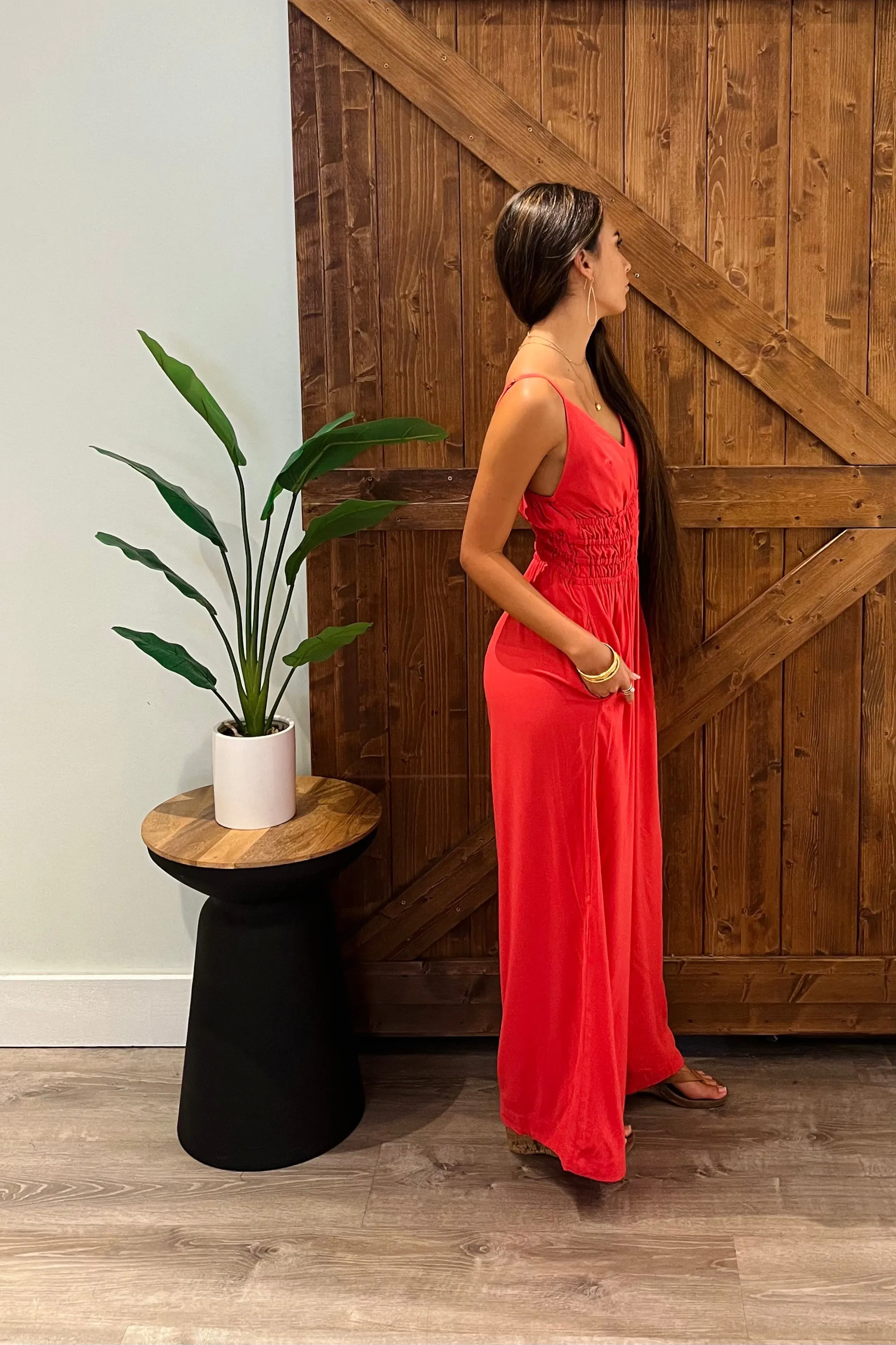 Opal Jumpsuit / Red Coral