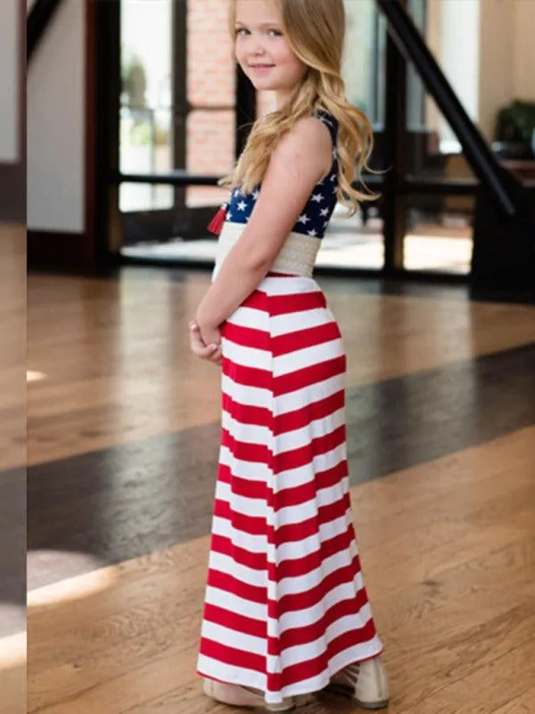 Patriot Sleeveless Girls Maxi Dress