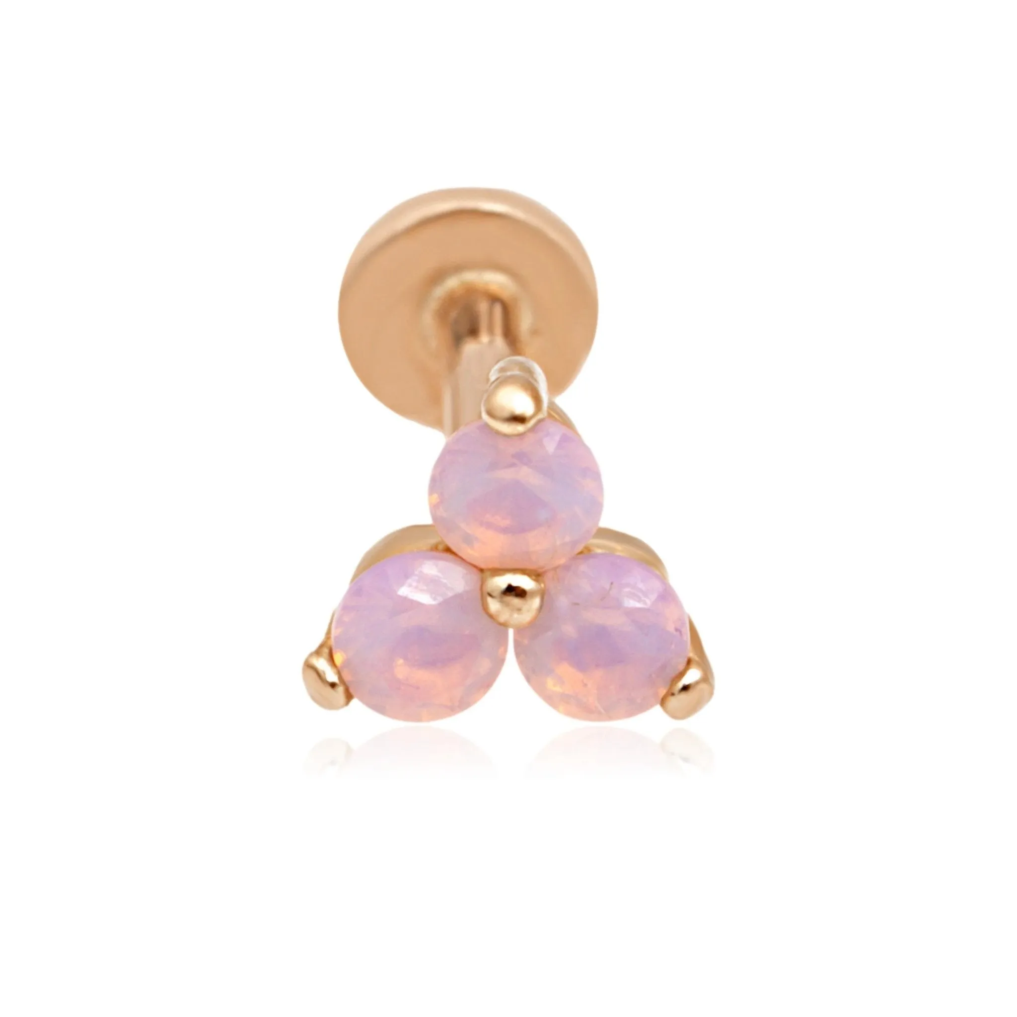 Pink Opal Trinity Cluster Flat Back Earring