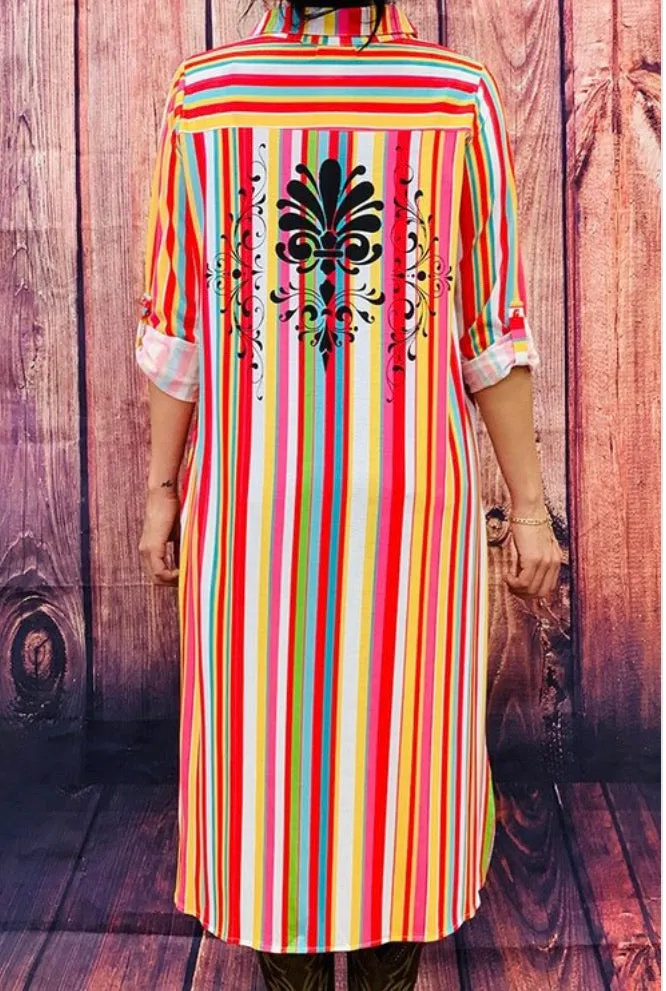 RAINBOW COLORED SHIRT DRESS