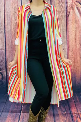 RAINBOW COLORED SHIRT DRESS