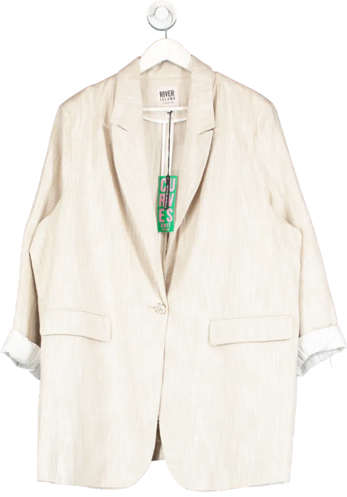 River Island Beige Cotton Blazer UK 20