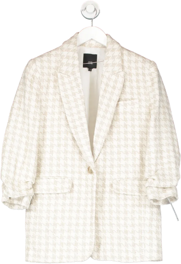 River Island Cream Dogtooth Boucle Blazer UK 8