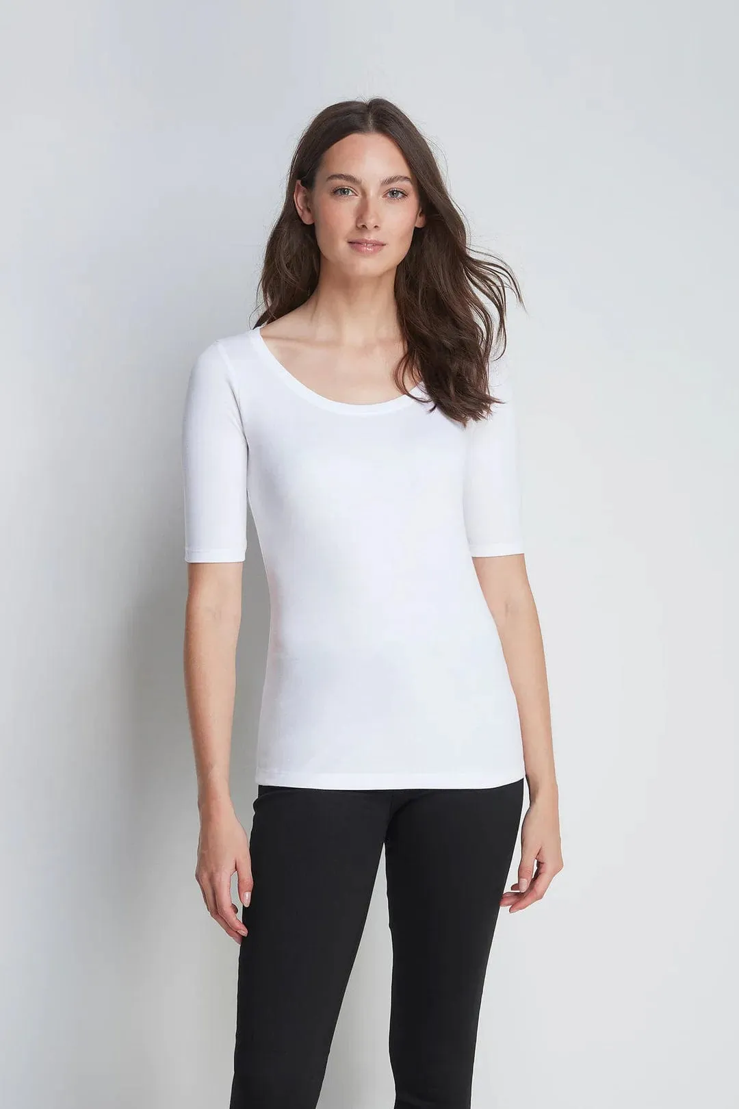 Scoop Neck Cotton Modal Blend Half Sleeve T-Shirt | Multiple Colours