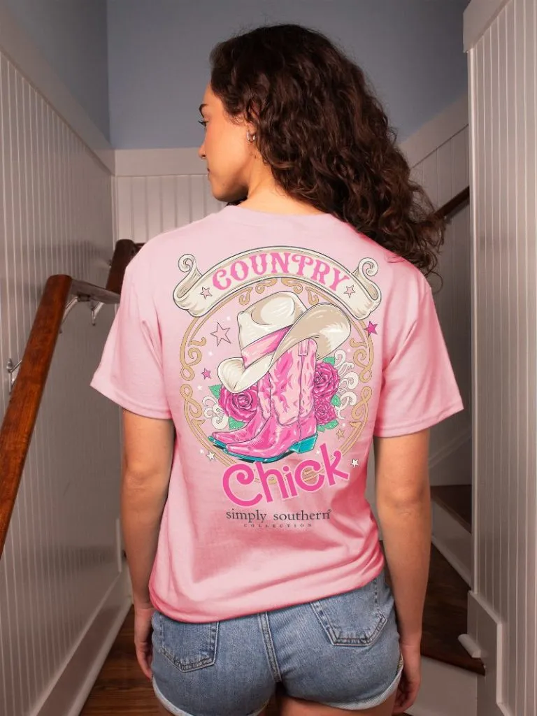 Simply Southern 'Country Chick' Cowboy Hat & Boots Tee