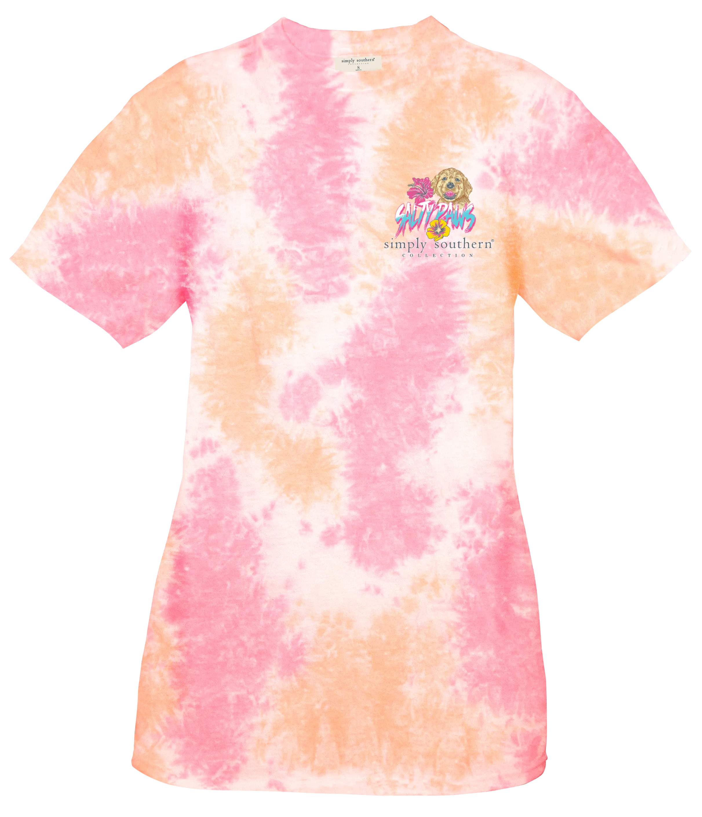 Simply Southern Tie Dye 'Salty Paws Sweet Kisses' Dog Tee