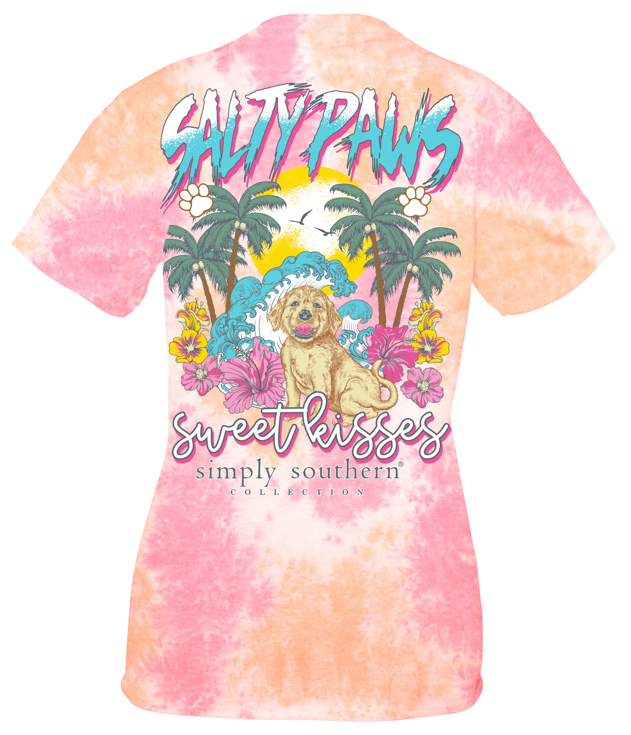 Simply Southern Tie Dye 'Salty Paws Sweet Kisses' Dog Tee