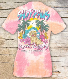 Simply Southern Tie Dye 'Salty Paws Sweet Kisses' Dog Tee