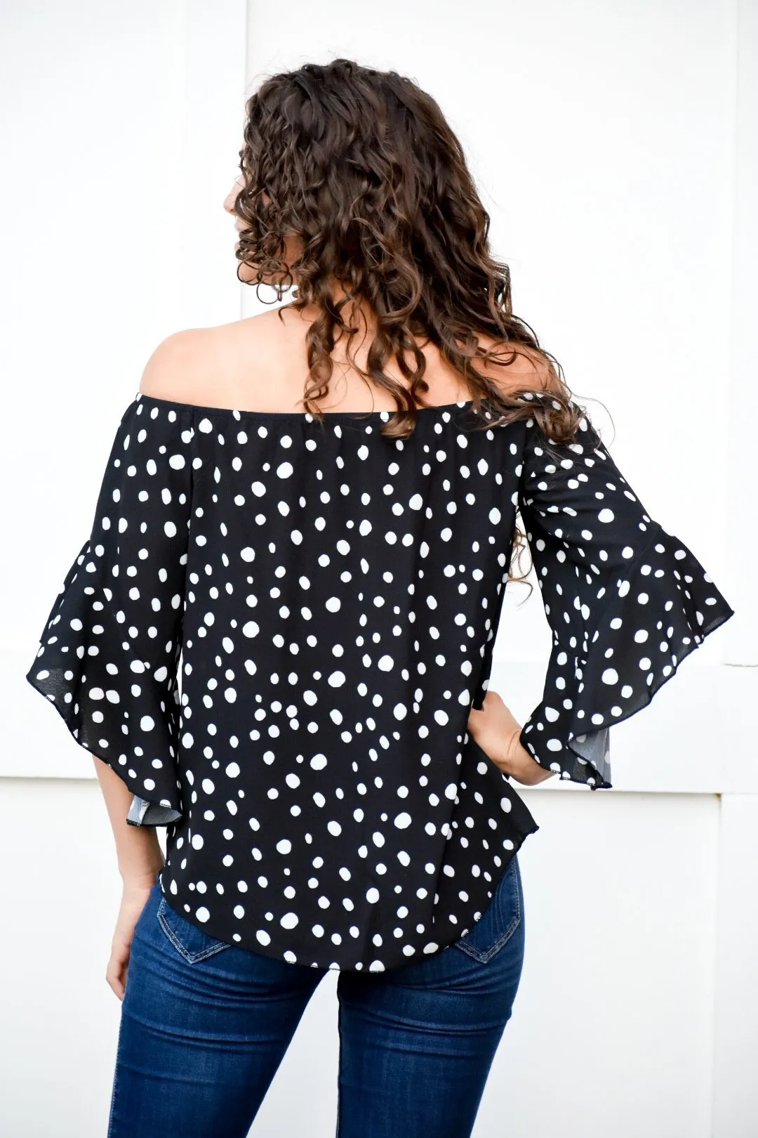 Slaying Black Polka Dot Blouse