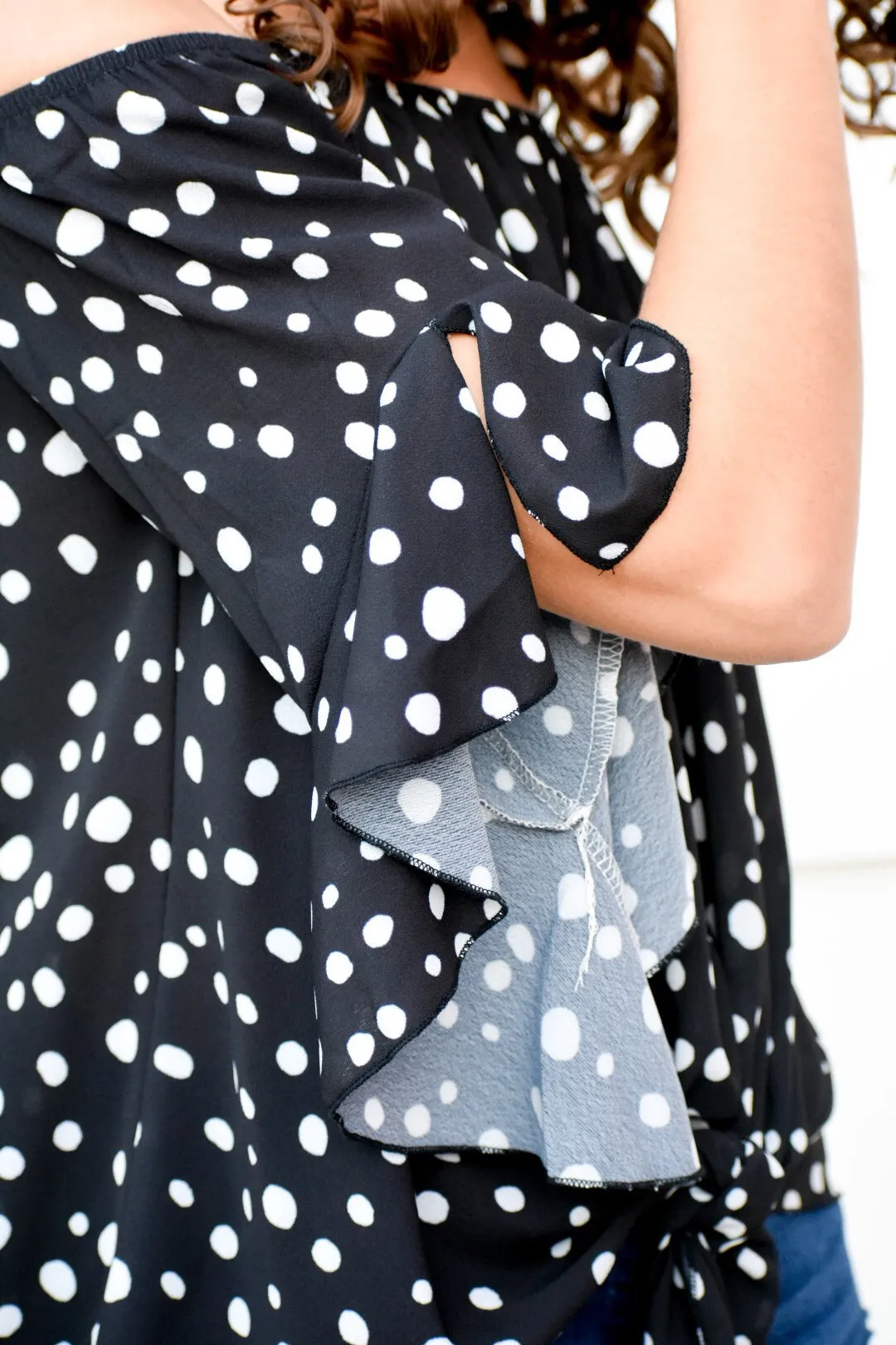 Slaying Black Polka Dot Blouse