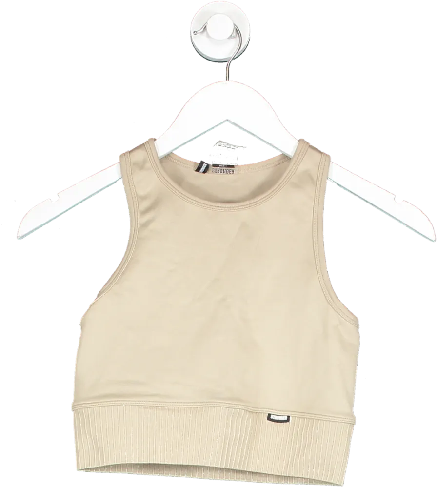 Stronger Beige Eclipse Crop Top UK S